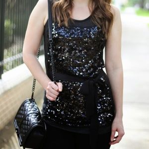 Simply Vera Wang Black Sequin Tank Top (PS)